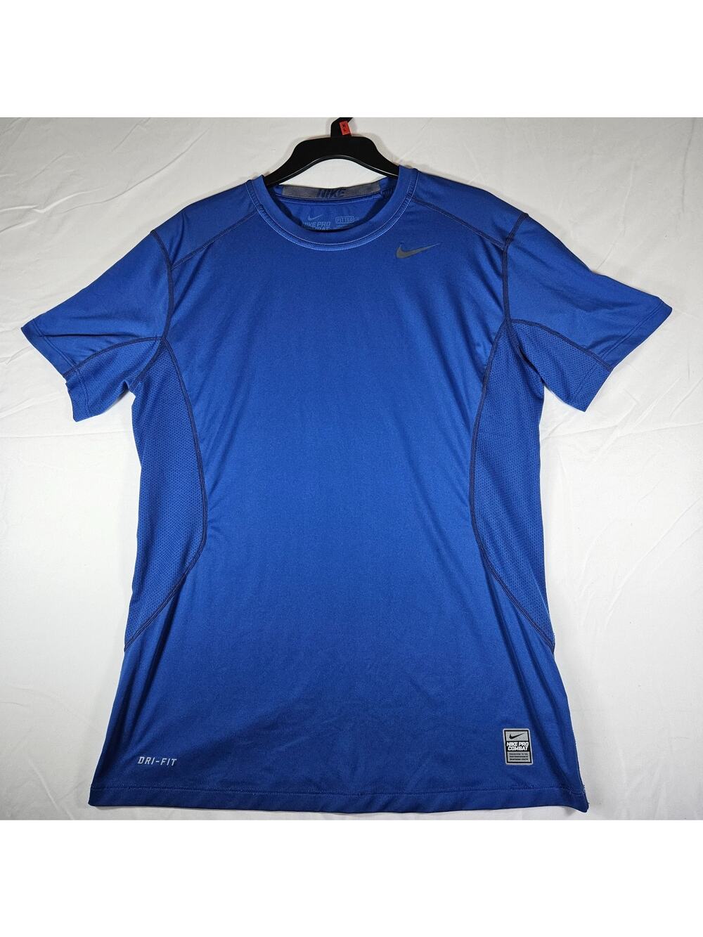 Nike Pro Combat Fitted Shirt Mens Medium Royal Blue Dri-FIT Short Sleeve